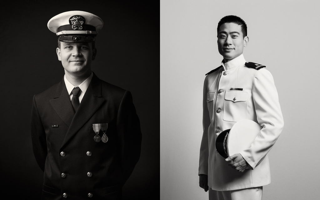 Naval Officers in Black and White