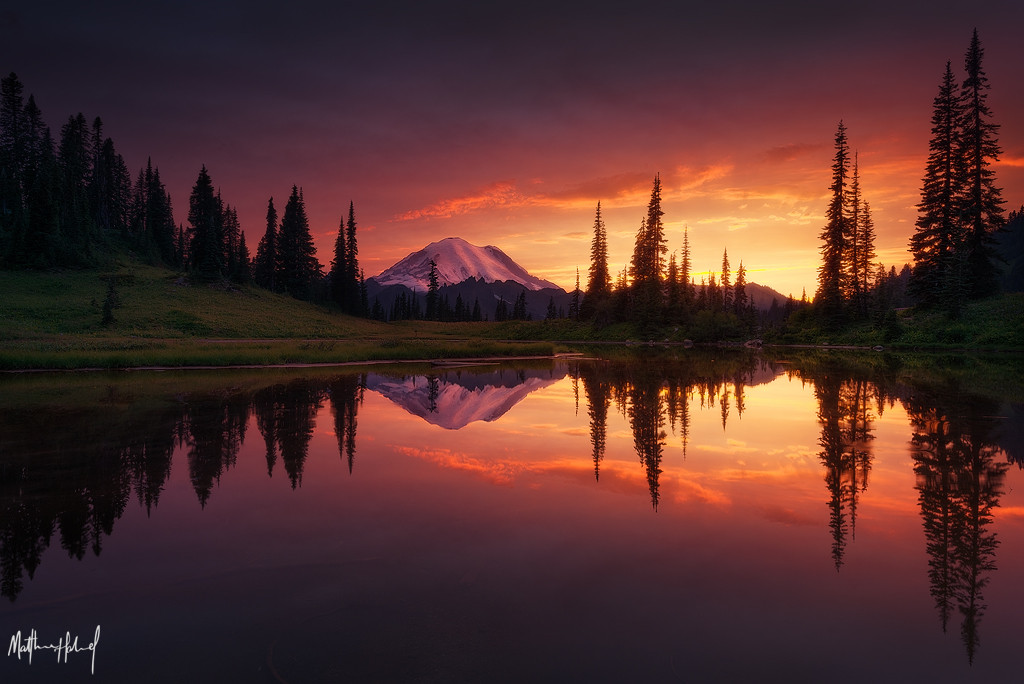 Incredible light at Tipsoo Lake, Mount Rainier.