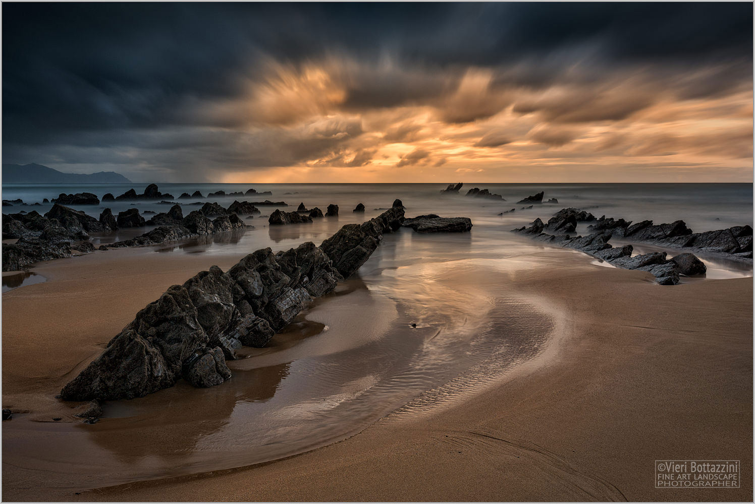 Stormy sunset at Playa Barrika, Basque Country (Spain)