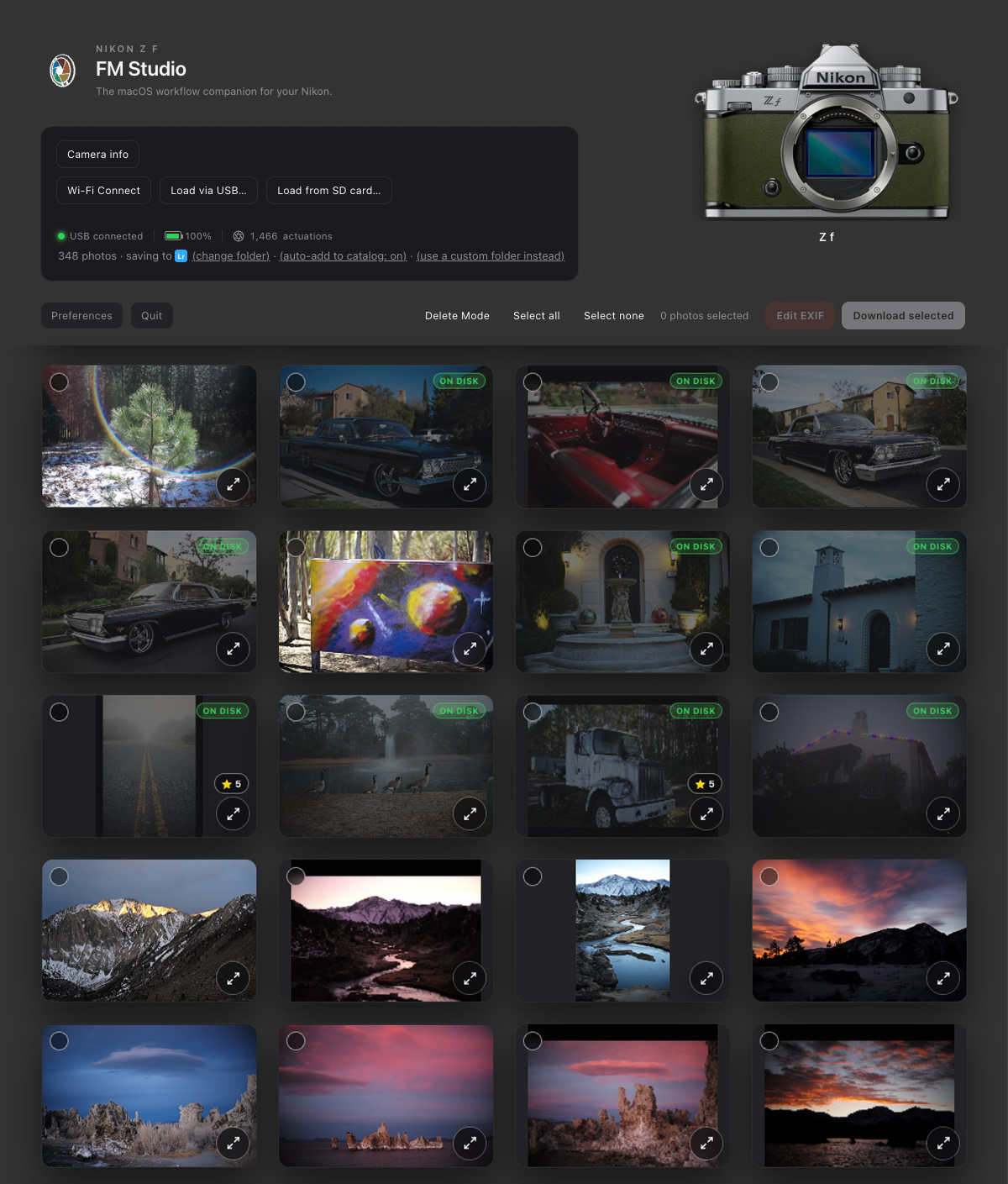 Nikon Zf with thumbnail grid