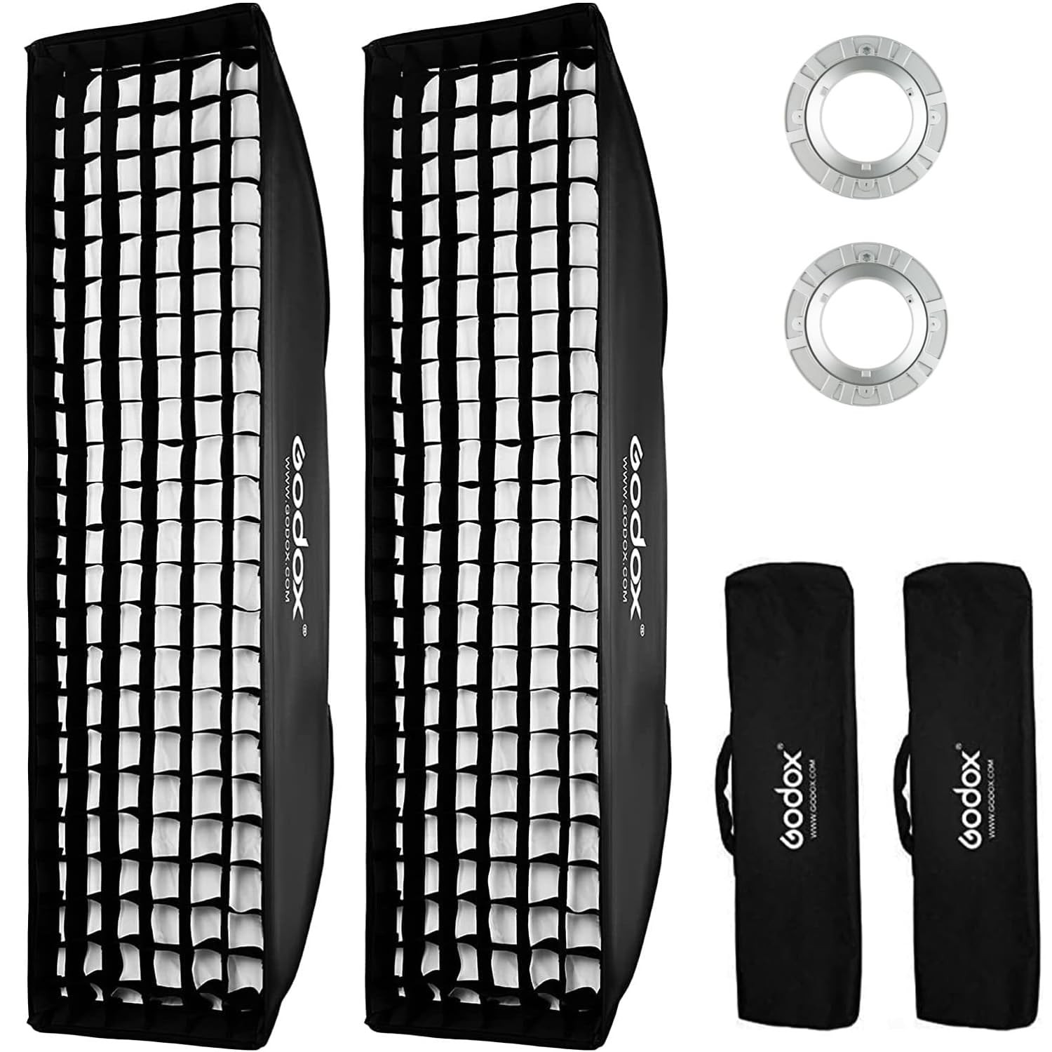 Two Godox Strip Boxes with grids - 35x165cm. ~14"x60&...