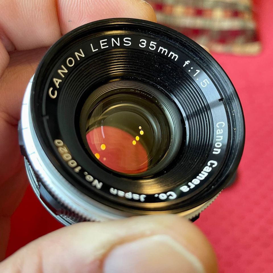 Canon 35mm f/1.5 LTM lens with UV filter and E39 to M adapter - FM