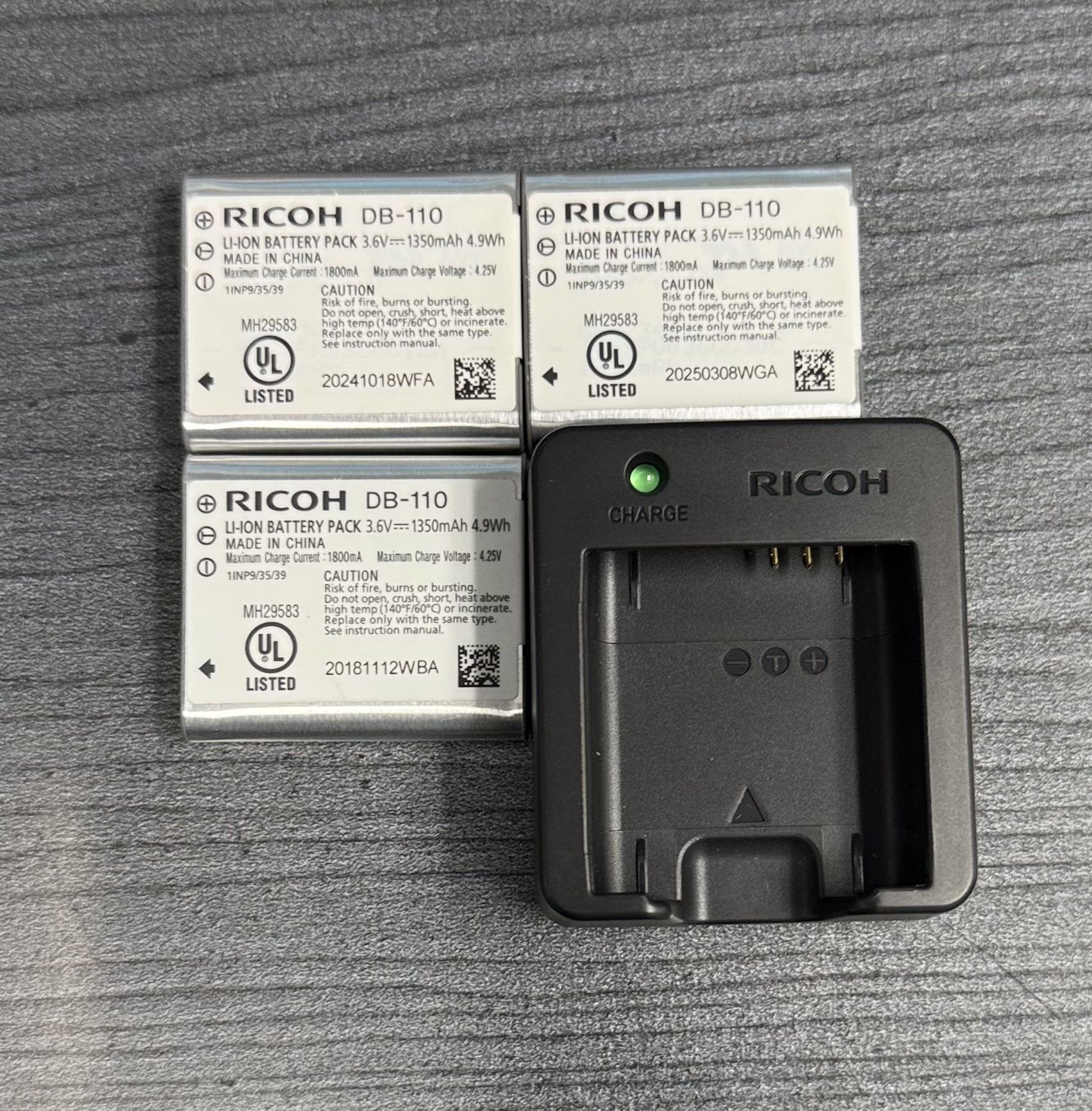 Ricoh GR BJ-11 charger and DB-110 (3) batteries