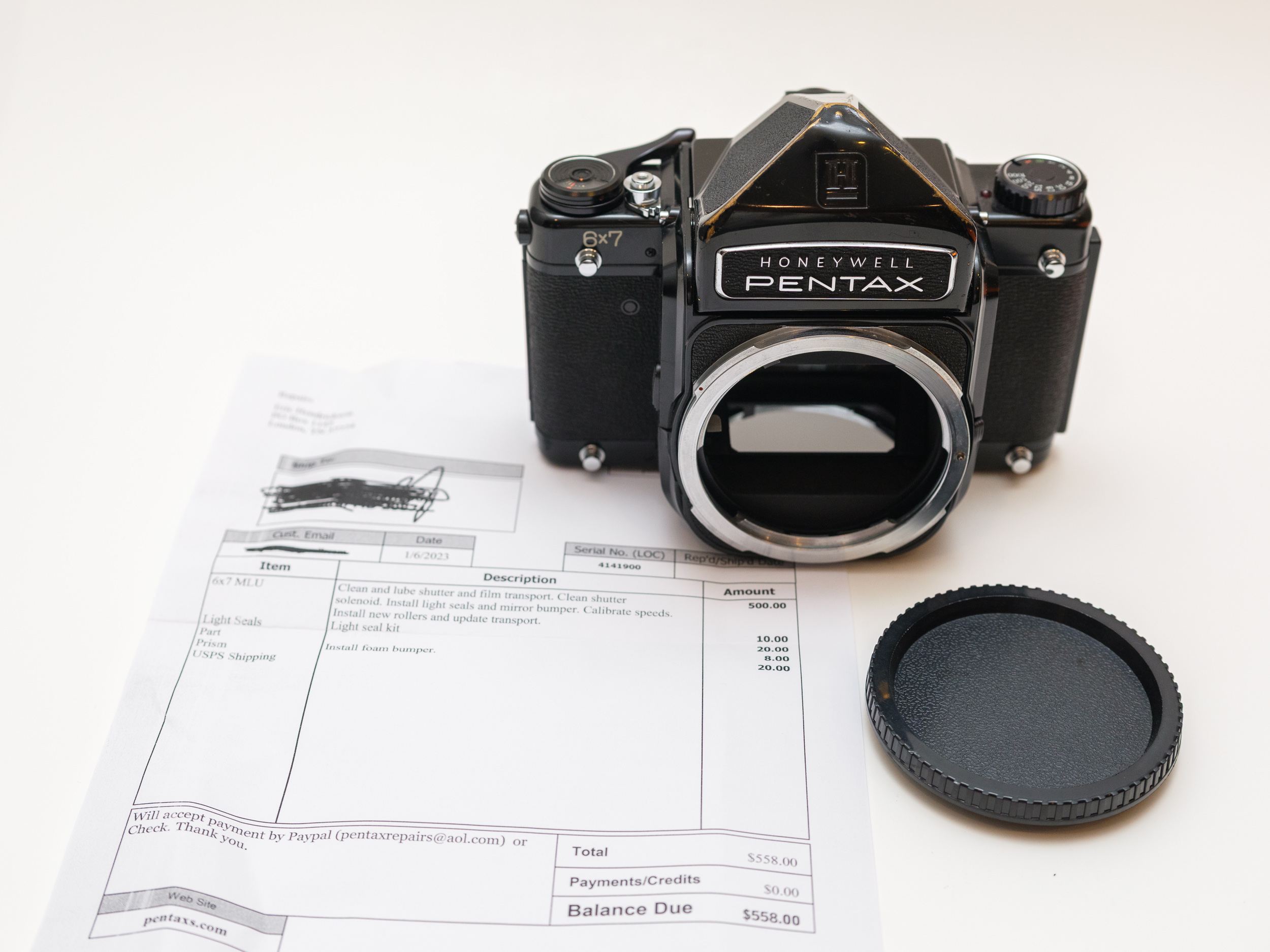 Pentax 6x7 MLU body with full CLA - non-metered prism find...