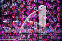 Iconic Merlion with Spring Donuts
