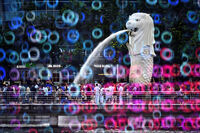 Merlion taking Bubble Bath